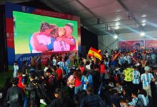 Football lovers at Polo where a screen was put up for the final FIFA match. A file photo by MM