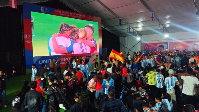Football lovers at Polo where a screen was put up for the final FIFA match. A file photo by MM