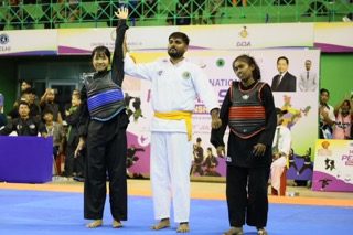 Meghalaya's Anisha Phangcho (blue) on being declared the winner of her bout. Photo sourced