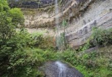 A waterfall plunges to form the river called Shyngoid Ka Bthuh in Laitduh. Photo by MM