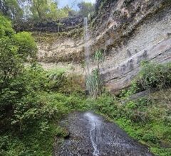 A waterfall plunges to form the river called Shyngoid Ka Bthuh in Laitduh. Photo by MM