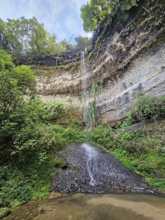A waterfall plunges to form the river called Shyngoid Ka Bthuh in Laitduh. Photo by MM