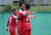 SPL: Nongkseh's Dawanchwa Challam (centre) celebrates after scoring. Photo sourced