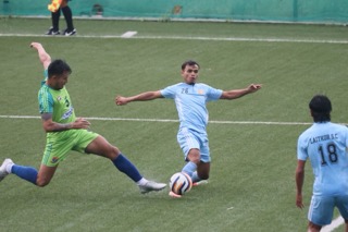 Meghalaya Police in green, Laitkor in blue. Photo sourced